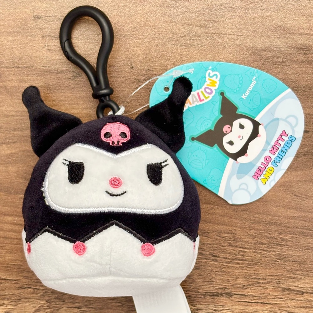 NWT SQUISHMALLOWS Sanrio Hello Kitty Plush KUROMI Clip On Key Chain Bag Backpack